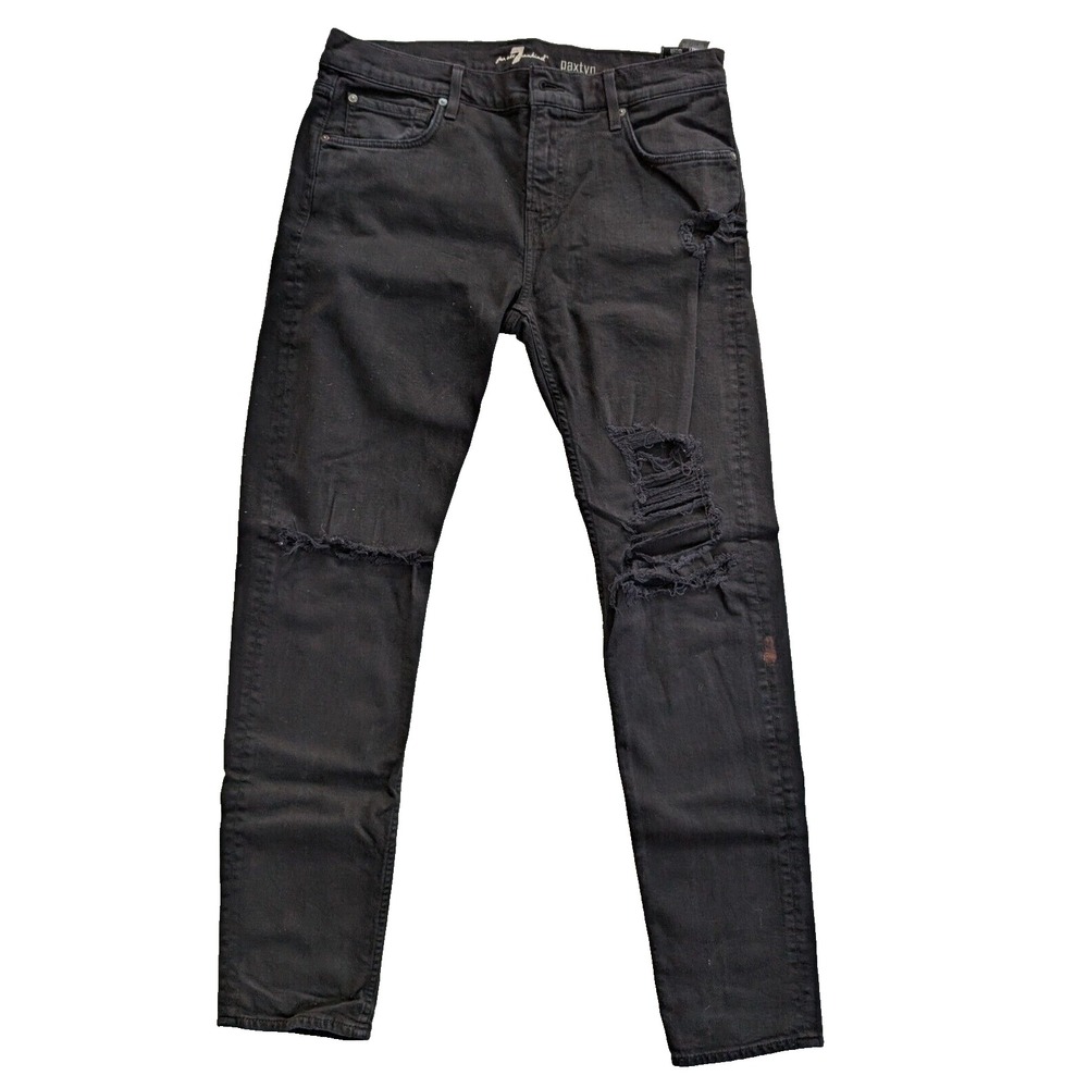 7‎ For All Mankind Jeans Paxtyn Mens 34 Black Distressed 7FAMK